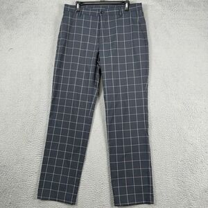 Slazenger Mens Chino Golf Pants 34X32 Navy White Windowpane Check Straight Leg